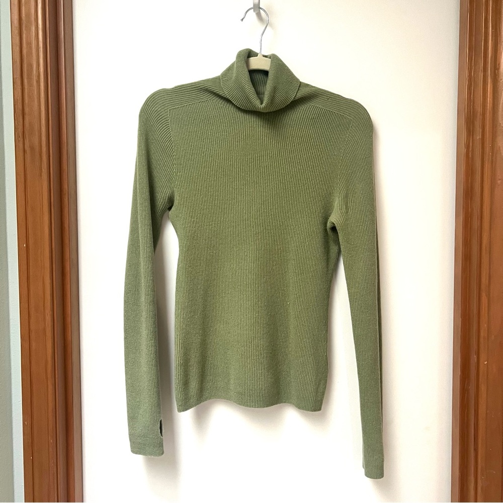 Olive Green Women's Turtleneck Sweater